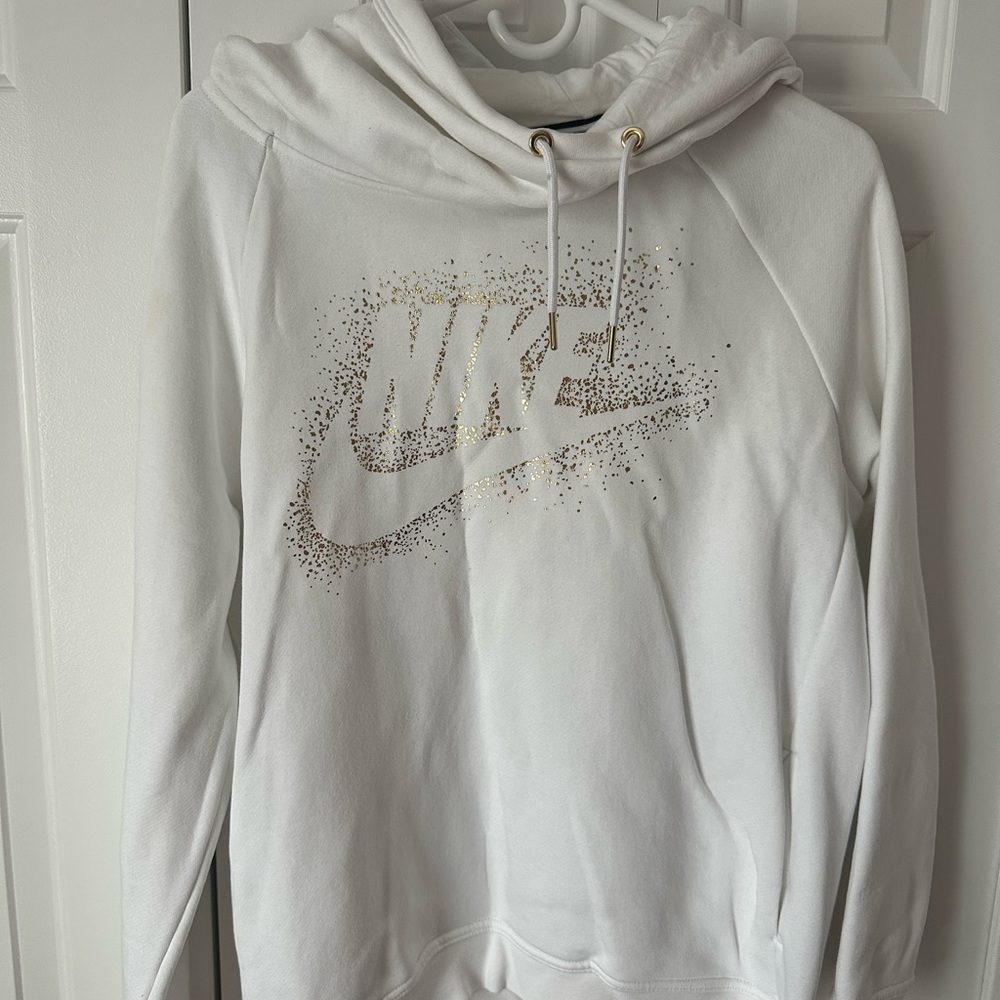 White Nike hoodie.